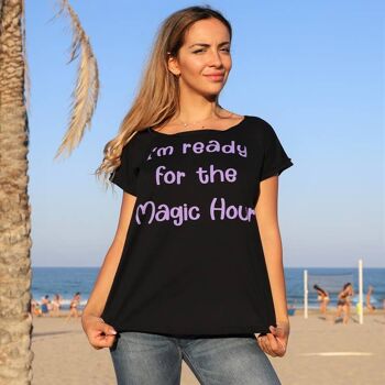 Magic Hour - T-Shirt Modèle Doux, Coton Noir, Tee Imprimé 1