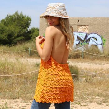 Top Capri Orange Soleil En Dentelle Macramé De Coton Naturel 3