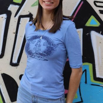 T-shirt en viscose bleue, doux et confortable, t-shirts graphiques 4