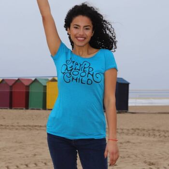 Tee748 Moon Child, T-Shirt Turquoise, T-shirts en Viscose et Bambou 1