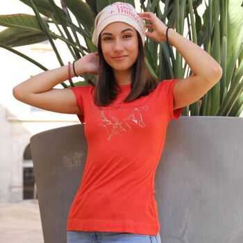 Angel - Fresh & Snug Red Tee, Foil Print, T-shirt imprimé 4