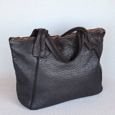 Marron foncé - Sac fourre-tout en cuir élégant et durable