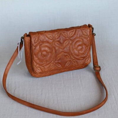 Unique Brown Crossbody Bag With Embroidery