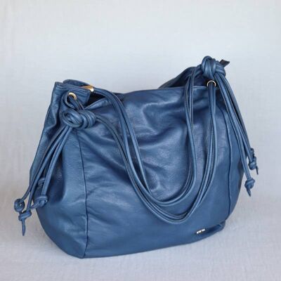 Splendida borsa a mano in pelle blu