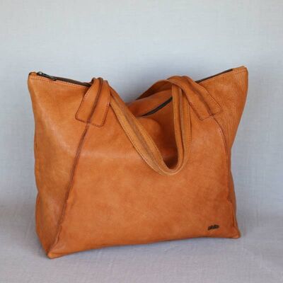 Tote Bag In Rust-Colored Leather