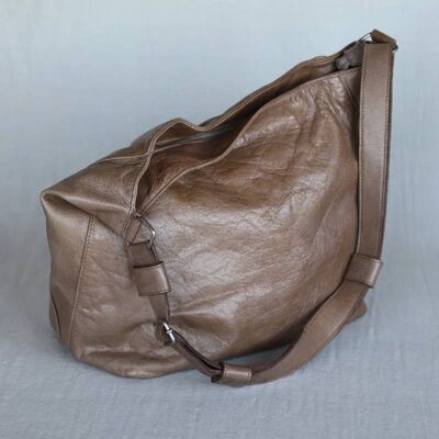 Aniline Leather Shoulder Bag - Taupe Crossbodybag