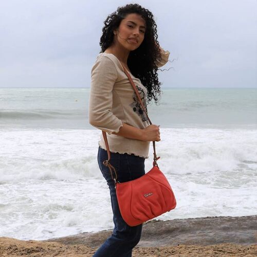 Coral Bag - Tumbled-Effect Leather Bag, Shoulder Bags