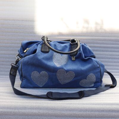 Hearts - Borsa tote grande - Effetto denim - Borse per il weekend