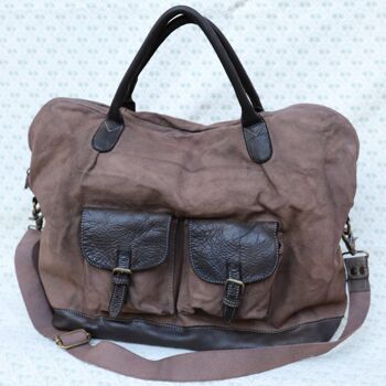 Grand sac fourre-tout brun, sacs en tissu, sacs de week-end, sac de voyage 1