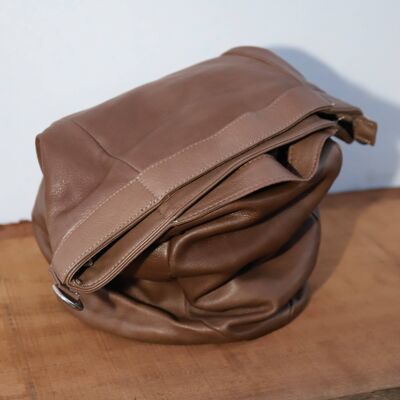 Weiche braune Tasche im Eimer-Stil – Ledertaschen