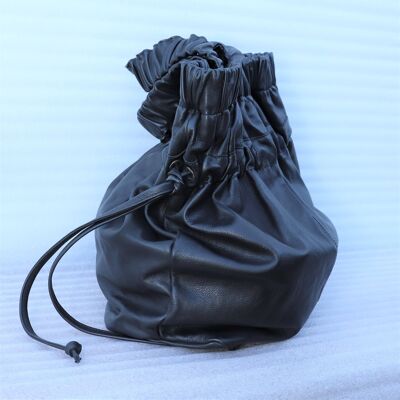 Stylish Black Leather Bag With Curls, Handles Bag, Tote Bags