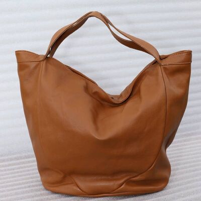 Super Soft - Mocha Bucket Bag - Handles Bag - Leather Bags