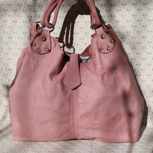 Antique Pink Hobo Bag, Leather Bags, Handles Bag, Tote Bags