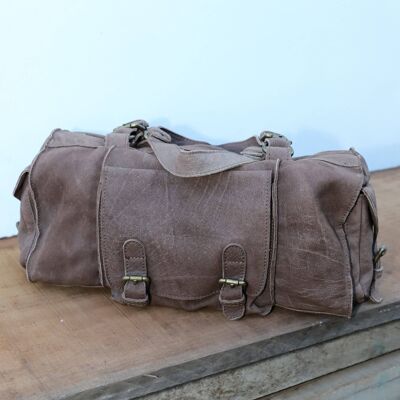 Barrel Leather Bags - Brown With Buckles, Handles Bags, Tote