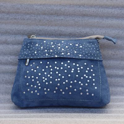 Borsa Betty - Blu Aviatore - Borse in Pelle Scamosciata - Borchie Argento