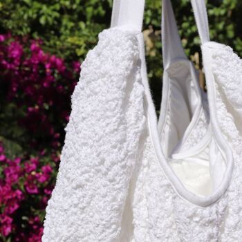 Sac de plage, sac en double tissu blanc, gaufré à l'extérieur 4