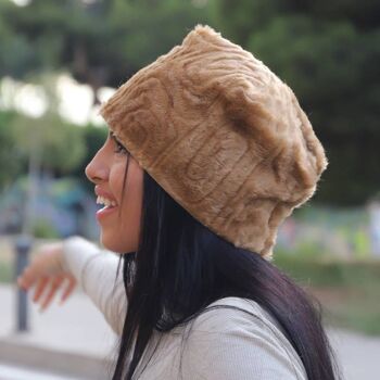 Bonnet de fourrure brodé, chapeaux de bonnet en laine 3