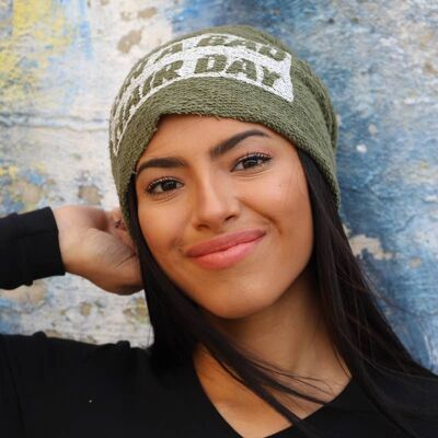 Green beanie hat, Printed beanies