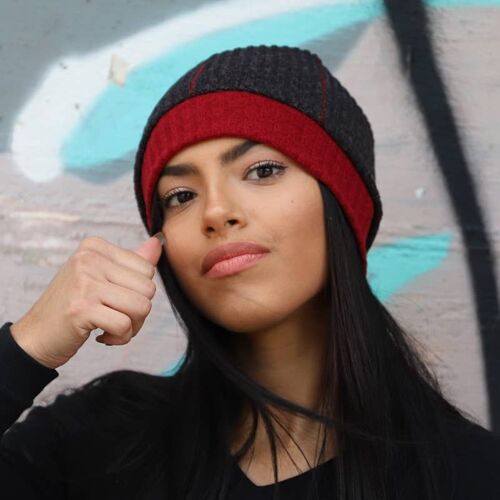 Ribbed  anthracite beanie hat, unisex beanies