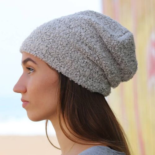 039 Litefiba - Double wool beanie hat, melange grey beanies