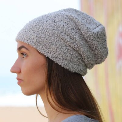 039 Litefiba - Double wool beanie hat, melange gray beanies
