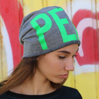 234 PEACE Beanie Mütze, Großer effektvoller Druck, Bestseller