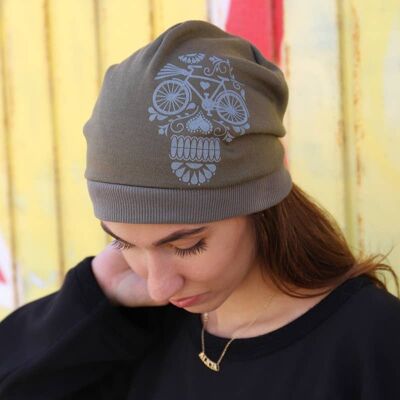 221 Elegant beanie hat for bicycle lovers, military color