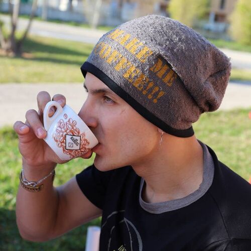 214H Make me Coffee - New Age Beanie Hat, Printed Beanies