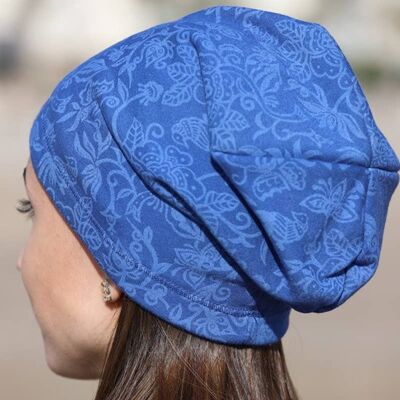 436 Beanie Hats Blue - Transparente Mützen mit Allover-Print