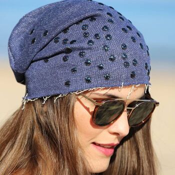 Bonnet 475 Denim Avec Cabochons Effet Irisé 4