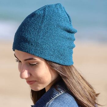 Bonnet bleu en Laine Antiallergique - 52 Bis Pétrole 4