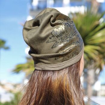 Bonnet 224 Fashion Beanie, bonnets à imprimé métallisé couleur olive 3