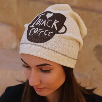 204 Beanie Hats - I Love Black Coffee - Bonnets imprimés 1