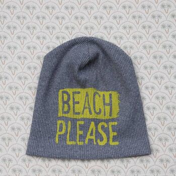 317 Beach Please - Bonnets côtelés en coton gris chiné 4