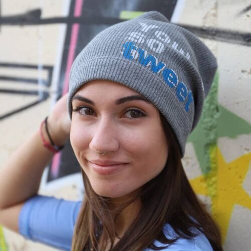320 You are so sweet - Gray Melange Cotton Ribbed Beanie Hat
