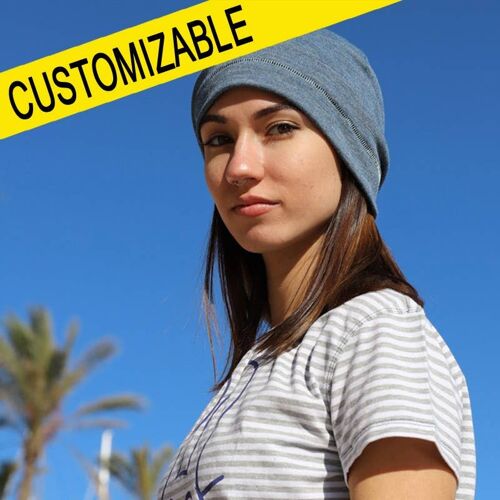 231 Beanie Hat - Recycled Cotton in Washed Denim Color
