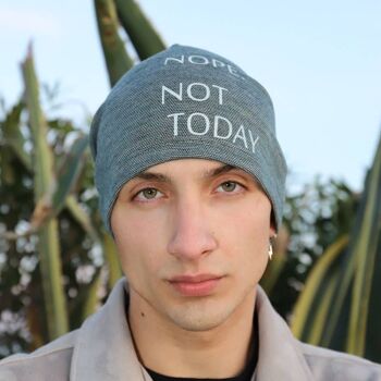 113H "Nope. Not Today" Melange Beanie Hat, bonnets imprimés 1