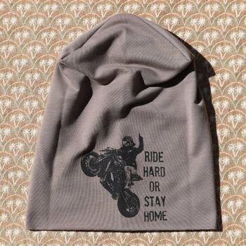 Bonnet Rider 447H, Tissu Sweatshirt Gris Tourterelle, Imprimé 3