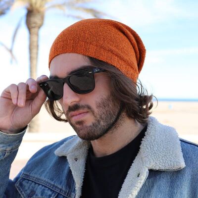 52H Spanish Orange, Non-allergenic Wool Beanie Hat!