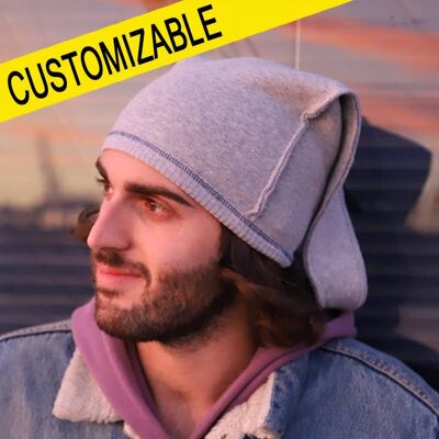 433H Fantasia Beanie-Mütze aus graumeliertem Sweatshirtstoff