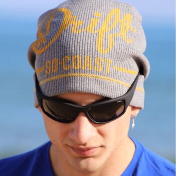 318H Melange Grey Beanie Hat, bonnets sur le thème du surf, imprimé 5