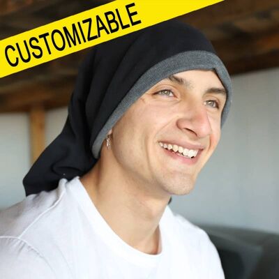 Black & Grey - Externally in Cotton Sweatshirt Fabric, Hats