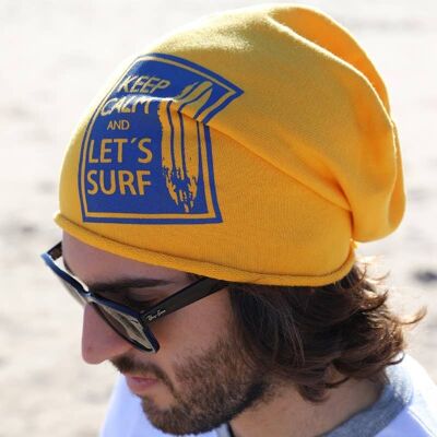 457H Surf Life - Tessuto felpato giallo, berretti stampati