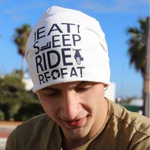 464H Eat Sleep Ride Repeat Beanies, A Motorcycle Beanie Hats