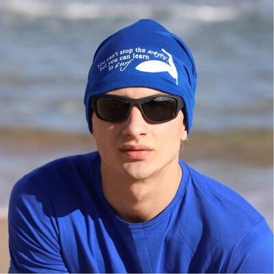 450H Waves Surf Beanies hat, Blue Sweatshirt Fabric Beanies