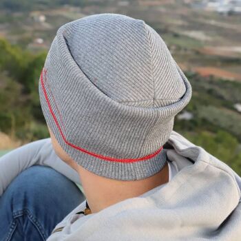 321H Bicycle Beanie Hat, bonnets côtelés en coton gris chiné 5