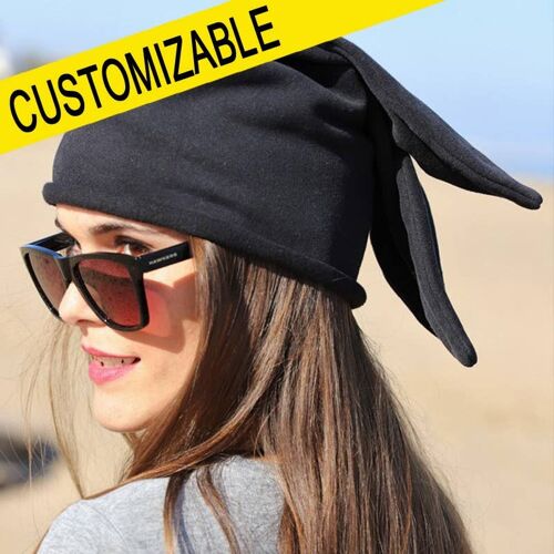 435 Beanie Hat In Super Soft Black Sweatshirt Fabric