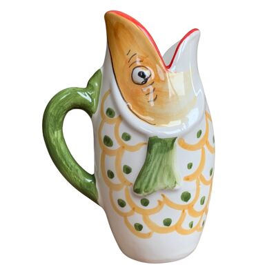 Fish pitcher 1L green - Hand painted - Made in Italy