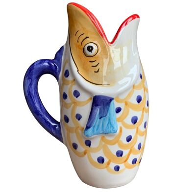 Fish pitcher 1L blue - Hand painted - Made in Italy