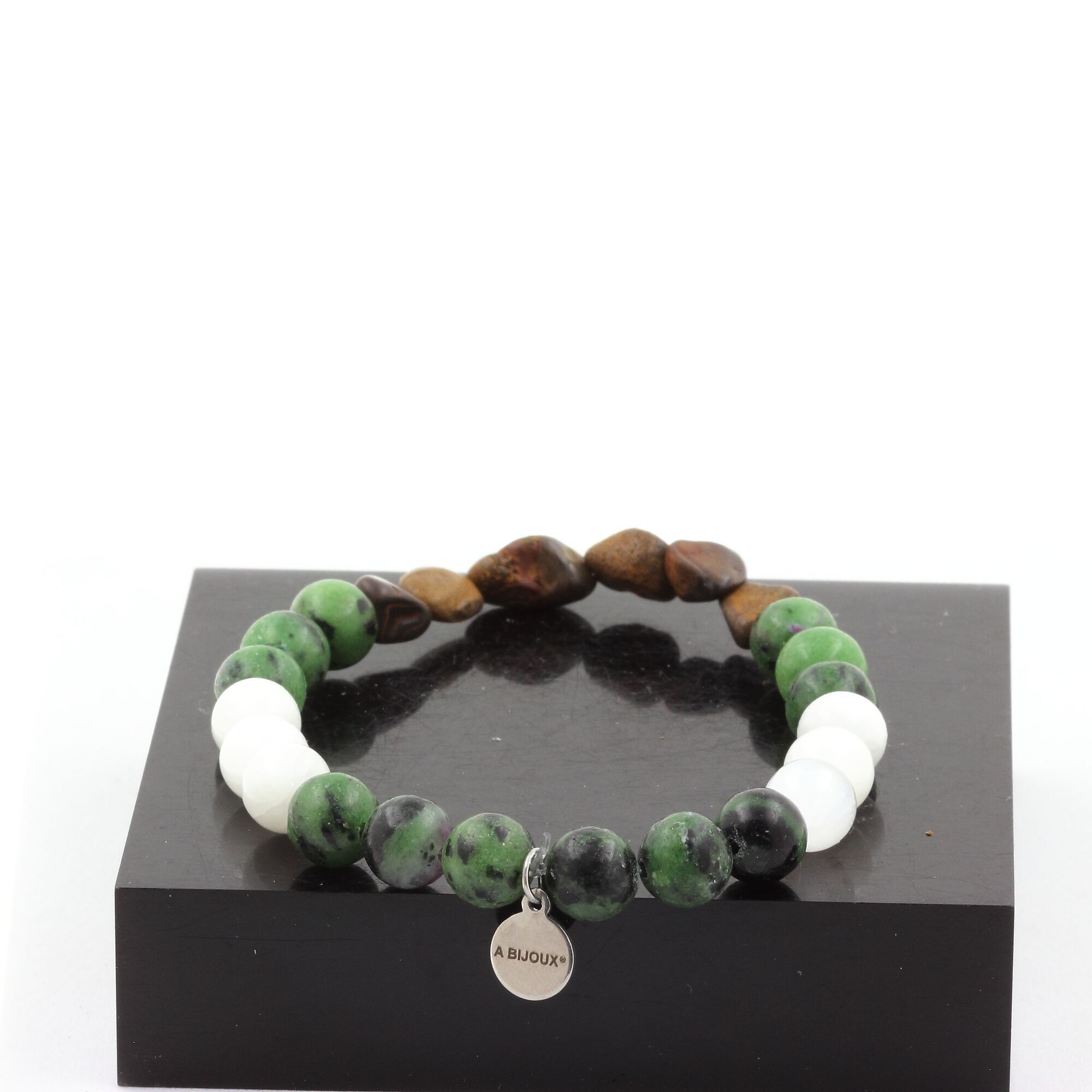 Ball outlet Bracelet Lithotherapy Natural Stone Green Diopside A 8mm